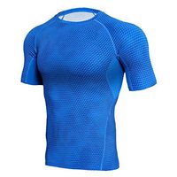 Alixyz Men's Compression Baselayer Athletic Workout T Shirts Running Yoga Blouse (M, Blue)