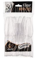 [50 Count] Settings Plastic Clear Knives, Heavyweight Disposable Cutlery, Great For Home, Office, School, Party, Picnics, Restaurant, Take-out Fast Food, Outdoor Events, Or Every Day Use, 1 Bag