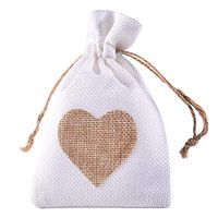 12pcs Drawstring Birthday Gift Bags Wedding Gift Bags Candy Jewelry Bags Natural Linen Pouches Heart Pattern Drawstring Linen Bags Wedding Gift Bags Jewelry Bag Wedding Favor Bags
