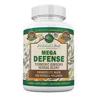 Mega Defense The Best Immune & Brain Support Supplement - Turmeric Curcumin with Ginseng, Olive Leaf & Bioperine(Black Pepper). Arthritis, Joint Natural Pain Relief with Anti-Inflammatory Antioxidants