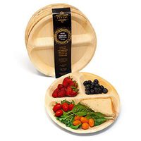 Ecozoi EXTRA LARGE Disposable Palm Leaf Plates 10" Round, 3 Compartments, 25 Pack Eco-Friendly Dinnerware Set, Biodegradable Compostable Tableware Dinner Plates, for Weddings, Parties, Events, Camping