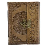 Leather Embossed Journal with Lock 5x6.875"H