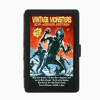 Perfection In Style Black Color Metal Cigarette Case Vintage Monsters Design 002
