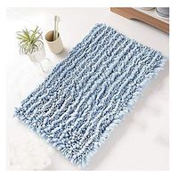 GHHZZQ Bathtub Mat Non-Slip Strong Water Absorption Breathable Superfine Fiber Bathroom Rugs Foot Pad, 12 Colors, 4 cm Thick, 3 Sizes (Color : B-Blue, Size : 70x140cm)