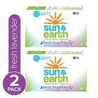 Dryer Sheets by Sun & Earth, Lavender Scent, Plant-Based, Hypoallergenic Fabric Softener Sheets, Safe Around Kids & Pets, Non Toxic, 80 Count (Pack of 2)