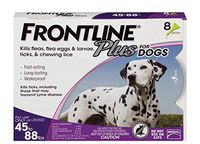 Frontline Plus for Large Dog (45-88 pounds) Flea and Tick Treatment, 8 Doses