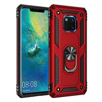 Thin fit case for Huawei Mate 20 Pro Case with Dual Layer 2 in 1 with Extreme Slim Anti-Fall Cover Full Protection and Finger Ring Holder Kickstand Magnetic Car Mount Cover (red)