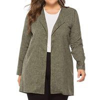 JSPOYOU Women Plus Size Suit Coat Fashion Solid Color Casual Cardigan Tops Outwear Jacket Coat Green