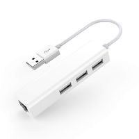 LENTION 3 USB Ports Hub with RJ45 LAN Adapter Laptop Ethernet Dock Network Extender Compatible MacBook Air/Pro (Previous Generation), Chromebook, Windows Laptop, More (White)