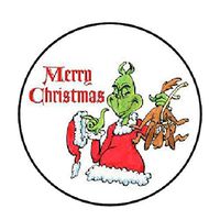 48 Merry Christmas Grinch!!! ENVELOPE SEALS LABELS STICKERS 1.2" ROUND