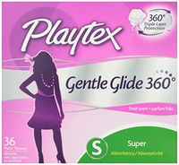 Playtex Tampons with Comfortable Plastic Applicator, Super Absorbency, Deodorant, 36 ct