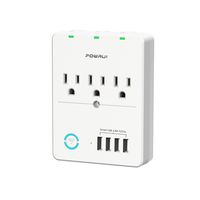 Smart Plug, USB Wall Charger, POWRUI WiFi Surge Protector with with 4 USB Charging Ports(4.8A 24W Total) and 3 Smart Outlet Extender with one to one Buttons, Works with Alexa Google Assistant,White