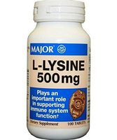 Major L-Lysine 500MG TAB  Lysine HYDROCHLORIDE-500 MG White 100 Tablets UPC 309042687607