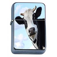 Cow Flip Top Dual Torch Em1 Smoking Cigarette Silver Refillable Dual Flame