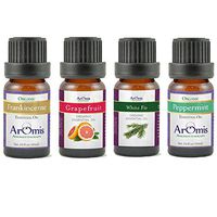 ArOmis Frankincense, Grapefruit, White fir, Peppermint Holiday Evergreen Blend- Essential Oils Kit Set of 4-10ml, Certified Organic Pure Natural, Premium Grade, Oil for Aromatherapy, Diffuser