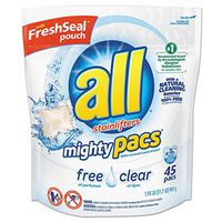 SUN PRODUCTS Mighty Pacs Free and Clear Super Concentrated Laundry Detergent, 45/Pack, New