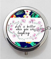 BlackKey Life is Better When You're Laughing 3-Compartment Decorative Pocket Gift Box Case Organizer for Pill, Color 1 -698