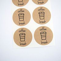 Coffee Break Stickers, Kraft Brown Round Labels and Seals, by Once Upon Supplies, 1.5 Inches, 30 Stickers