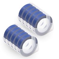 10 Rolls Replacement for 3/8 Inch Embossing Tape 3D Plastic Label Tapes White on Blue Compatible with DYMO Embossed Label Makers Office Mate II, Organizer Xpress Pro, LabelManager 1610