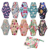 OHBABYKA Washable Reusable Bamboo Sanitary Napkins Pads for Women,Super-Absorbent, Soft and Comfortable (L, 10PCS-BW10)