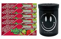 Herb Airtight Container Fresh Kettle with Juicy Jay's Strawberry Kiwi 1.25 Flavored Hemp Rolling Papers 5 Count DC Crafts Nation- Happy Face