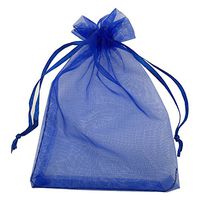 MELUOGE 100pcs 5X7 Inches Organza Drawstring Jewelry Pouches Bags Party Wedding Favor Gift Bags Candy Bags (Royal Blue)