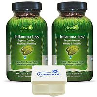 Irwin Naturals Inflammatory Response Inflamma-Less Supports Comfort Mobility Flexibility - 80 Liquid Softgels (2-Pack) Bundle with a Lumintrail Pill Case