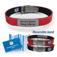 "Allergic to Insect STINGS" Sport/Slim Reversible Medical Alert ID Bracelet for Men and Women
