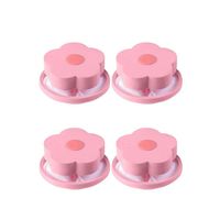 FEDULK 4PC Floating Pet Fur Catcher Filtering Hair Removal Device Home Washing Machine Wool Cleaning Supplies(Pink)