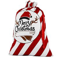 Blank Santa Sack, Personalized Bag with Drawstring and Gift Ribbon Size 26"x18.7"（Striped）