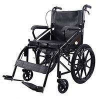 Wheelchair Medical Equipment Steel Portable Travel Folding Leather Toilet, Seat Width 46cm, Net Weight 17kg, Suitable for The Elderly and People in Need (Color: Black) Walker as