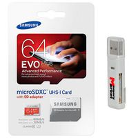 Samsung Evo Plus 64GB MicroSD XC Class 10 UHS-1 Mobile Memory Card for Samsung Galaxy S7 & S7 Edge with USB 2.0 MemoryMarket Dual Slot MicroSD & SD Memory Card Reader