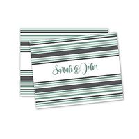 Stripes Personalized Note Cards - Green