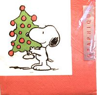 Peanuts Snoopy and Chritmas Tree Luncheon Napkin, 3 ply 40 Count
