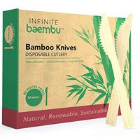 50 Piece Bamboo Knife Set - Genuine 100% Bamboo Knives | Plastic-Free Packaging | Biodegradable Knives | Bamboo Disposable Knives | Best Alternative to Wood Knives & Plastic Knives | 6.75" Utensils