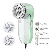 Fabric Shaver and Lint Remover, Electric Sweater Defuzzer with 2 Replaceable Stainless Steel Blades, Removable Bin, Easy Remove Clothes Fuzz, Lint Balls, Pills, Bobbles