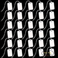 YEJI 100 pcs White Marking Tags Gift Tags Display Tags Price Tags Price Labels with White Hanging String, Size 15 x 25 mm
