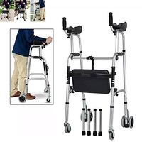 4 in 1 Stand - Assist Folding Walker with Detachable Seat, 4 Wheel Rollator Walker with Arm Rest Pad, Compact Lightweight,A