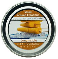 Premium 100% All Natural Soy Wax Aromatherapy Candle - 2 oz Tin Dreamsicle: Vibrant orange citrus and heartwarming vanilla blended together in a sweet scented dream.