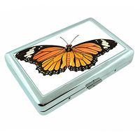 Perfection In Style Metal Silver Cigarette Case Vintage Butterfly Design 005