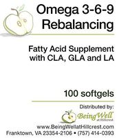 Omega 3-6-9 Rebalancing Plus Conjugated Linoleic Acid Natural Fatty Acid Supplement 100 Softgels
