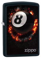 Zippo Lighter: Eight Ball on Fire - Black Matte 79188