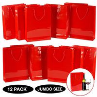 Christmas Gift Bags - Red Party Bags - Large Gift Bags - 10.5" W x 14.5" H x 3.5" D - 12 Pc - by Funny Party Hats