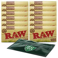 RAW Organic Single Wide/Double Window Rolling Papers (12 Packs) with Leaf Lock Gear Smell Proof Pouch