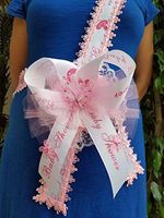 Baby Shower Mom To Be It's a Girl Sash Pink With Butterflies Ribbon and Corsage