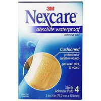 Nexcare Absolute Waterproof Adhesive Gauze Pad 3 Inches x 4 Inches, 4 ea (Pack of 6)