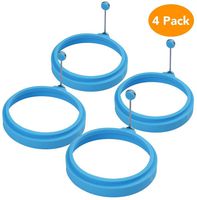Silicone Egg Ring, 100% Food Grade Egg Cooking Rings, Egg Rings Non Stick, Egg Cooking Rings, Perfect Fried Egg Mold or Pancake Rings (New, 4pcs, Blue)