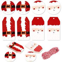 Whaline 120 Pack Christmas Paper Tags Xmas Kraft Gift Tags with 66 Feet Twine 4 Designs for DIY Xmas Holiday Present