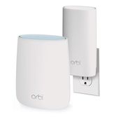 NETGEAR Orbi Compact Wall-Plug Whole Home Mesh WiFi System - WiFi Router and Wall-Plug Satellite Extender with speeds up to 2.2 Gbps Over 3,500 sq. feet, AC2200 (RBK20W)