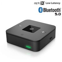 Golvery Bluetooth 5.0 Transmitter Receiver with aptX Low Latency, Wireless Bluetooth Audio Adapter with Digital Optical & 3.5mm Aux Jack for TV PC Xbox PS4 Home Stereo, No Audio Delay & Pair 2